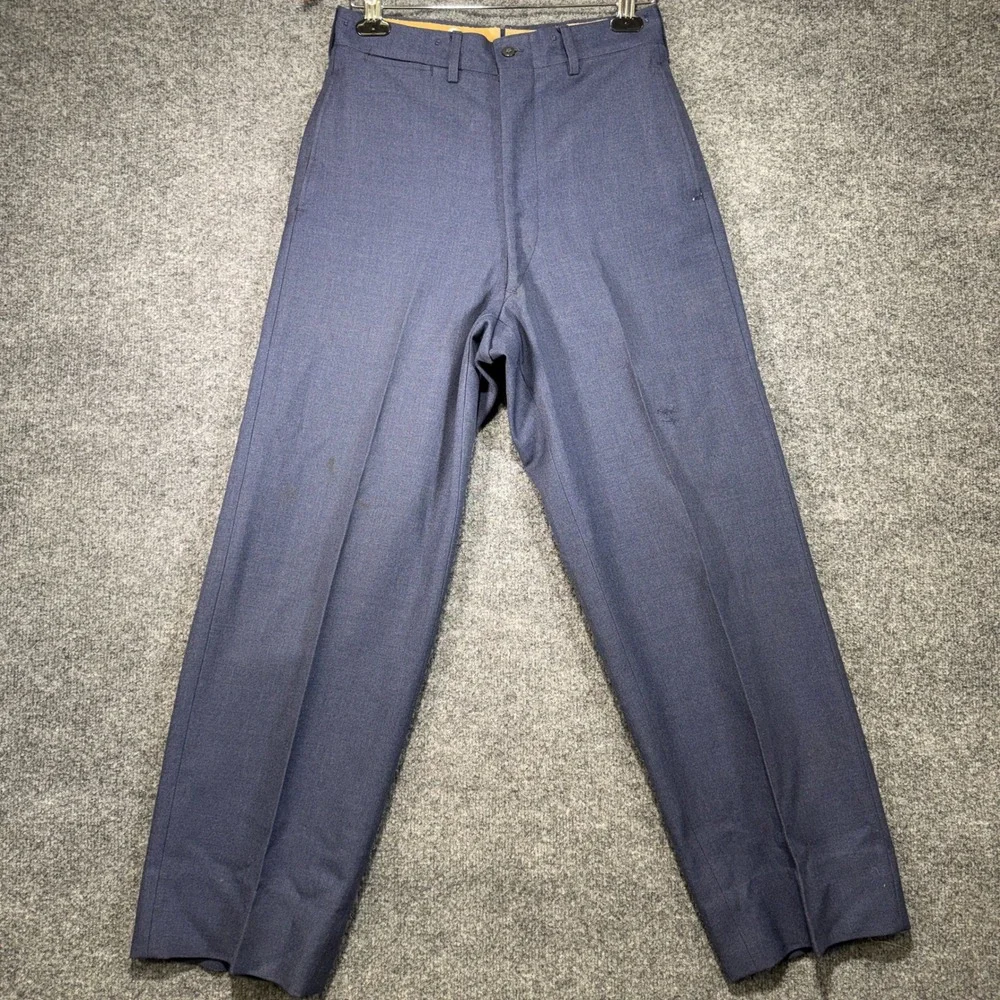 Vintage 1951 US Military Wool Serge Dress Trousers Mens 30x31 Blue Atlantic 1949